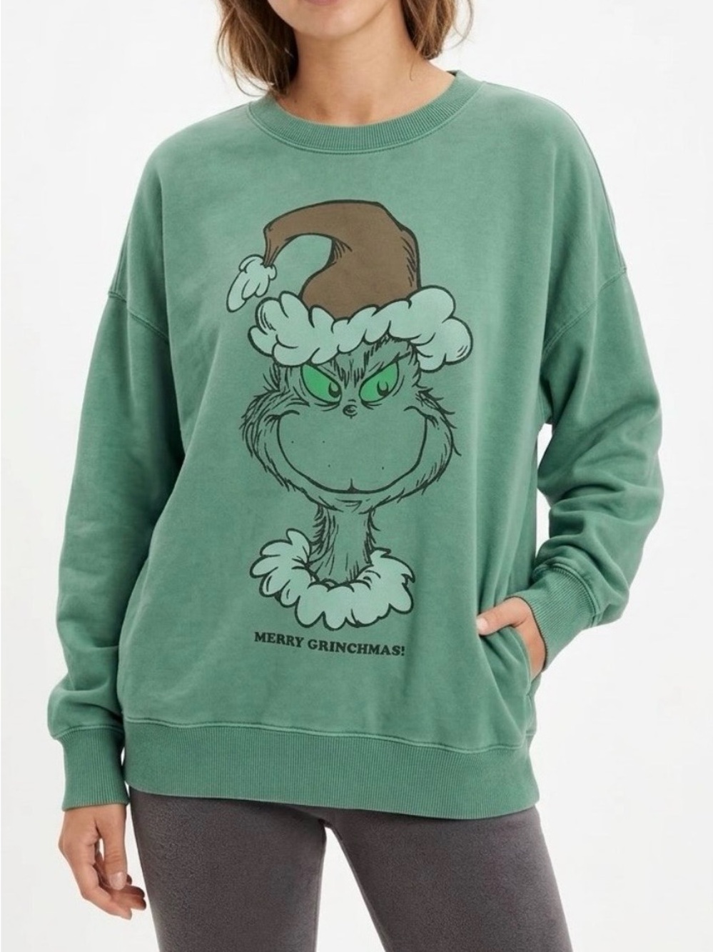 American Eagle The Grinch Graphic Sweatshirt XL Green Oversized Retro Casual
